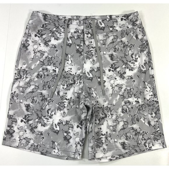 HUK Board Shorts Mens Size 32 Gray Camo Fishing Performance Hybrid - Picture 1 of 12